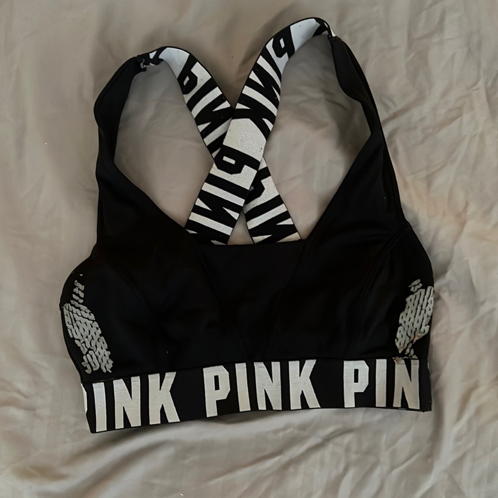 Pink sports bra